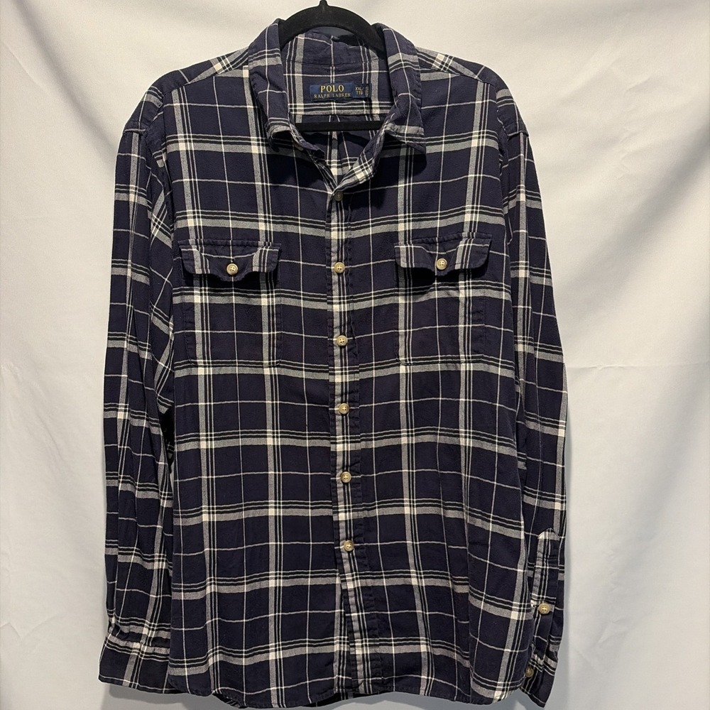 POLO Ralph Lauren Men's XXL Plaid Flannel Long Sleeve Button Down Preppy Pocket